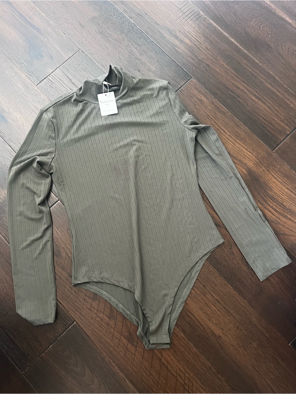 Ribbed Mock Neck Long-Sleeve Bodysuit - Olive